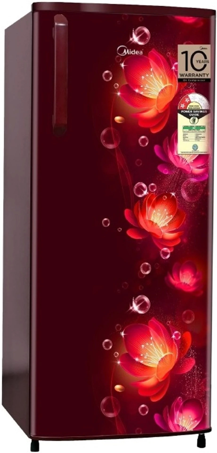 Midea 1 Star 170L Direct Cool Single Door Refrigerator  (MDRD170D1HPCW, Wine Flower)
