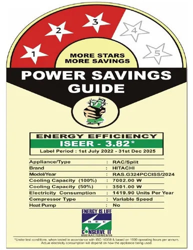 Hitachi 2024 Model 2 Ton 3 Star Split Inverter AC - White,(RASG324PCCISS)