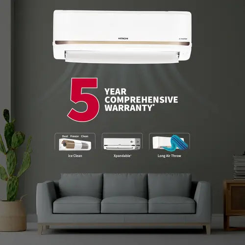 Hitachi 2024 Model 2 Ton 3 Star Split Inverter AC - White,(RASG324PCCISS)