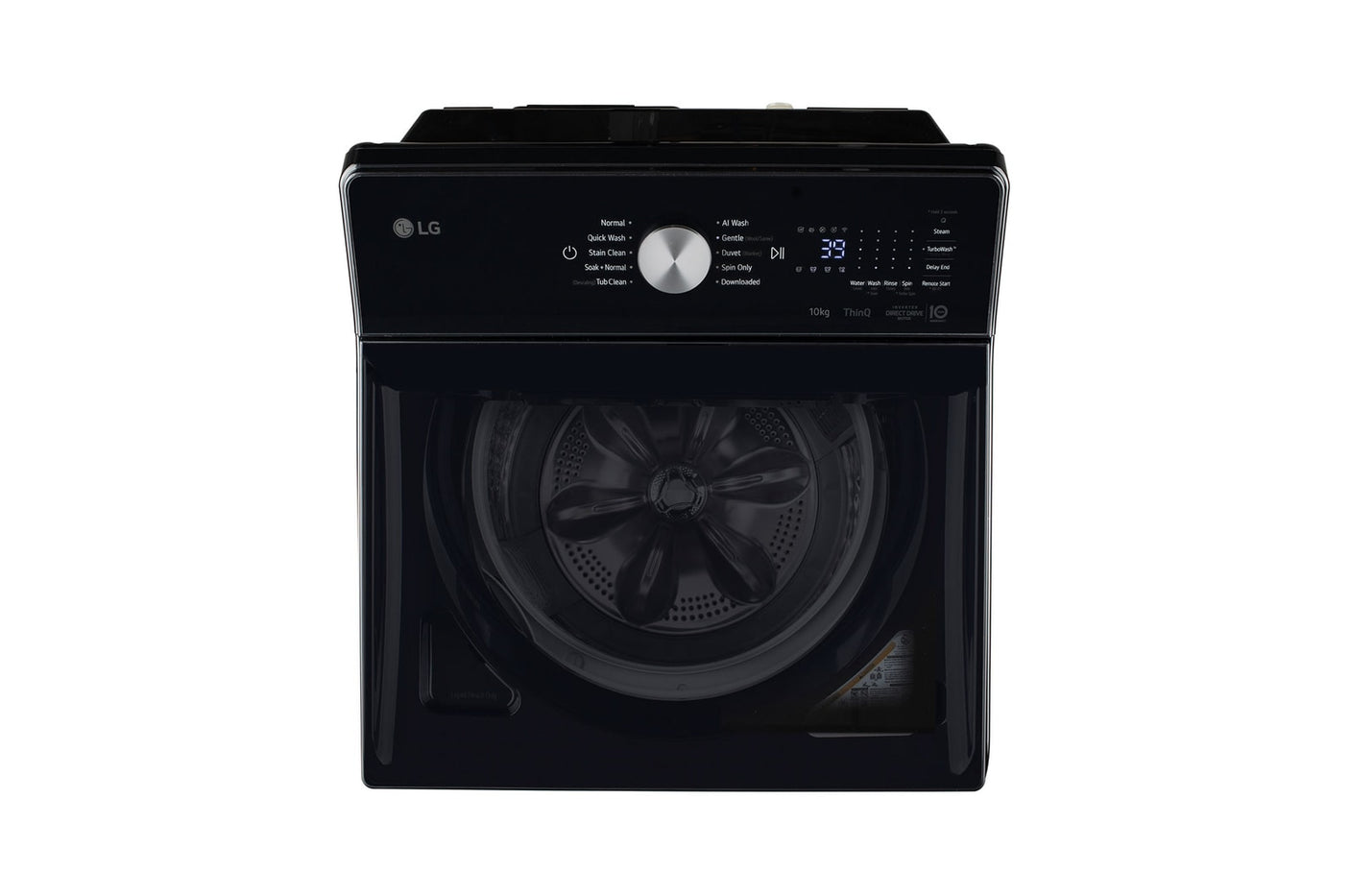 LG 10Kg Top Load Washing Machine, In-Built Heater, TurboWash™, AI Direct Drive™, Onyx Black TX510SWO