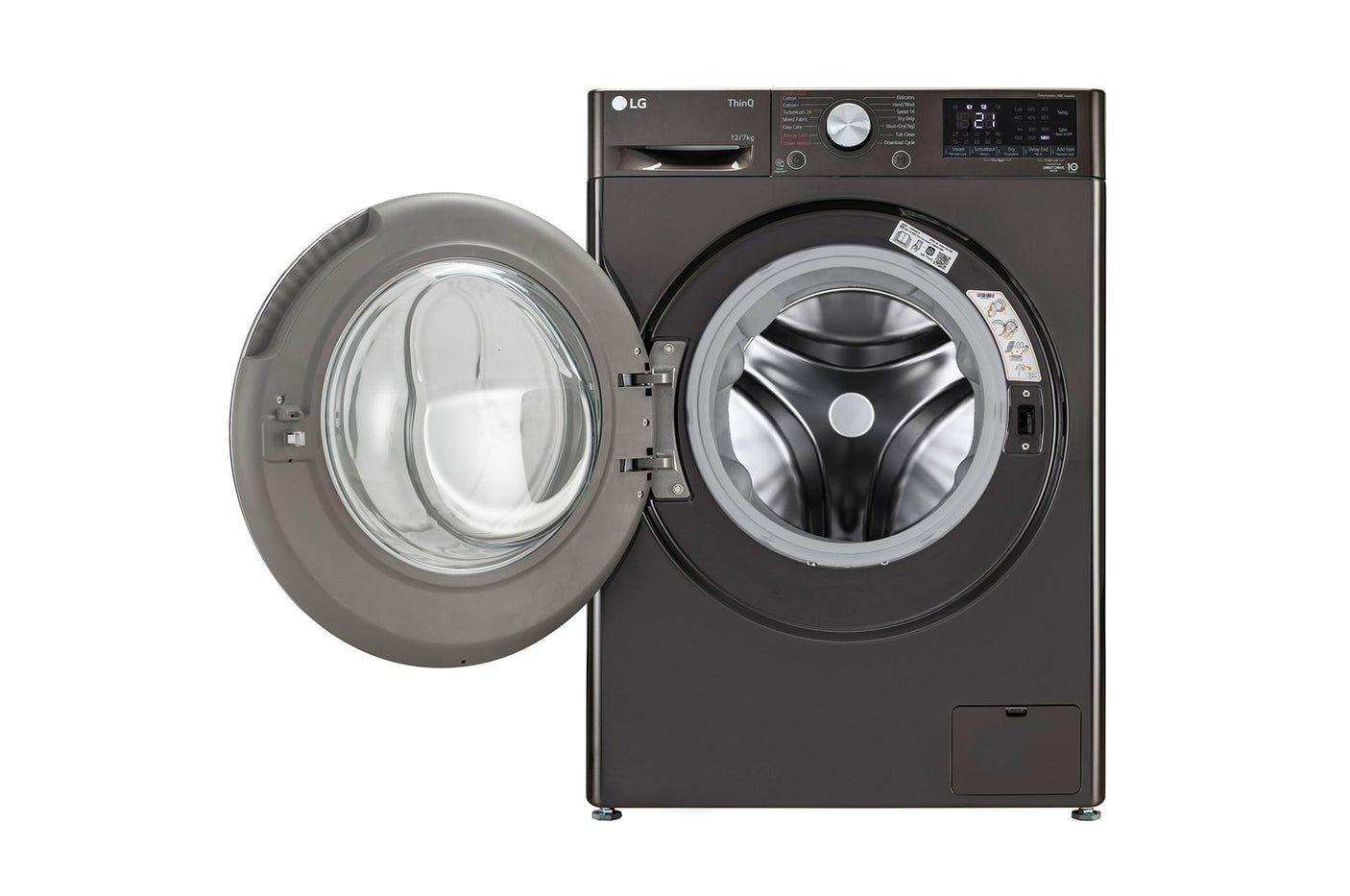 LG 12 Kg (Wash) / 7 Kg (Dry), AI Direct Drive Technology, Steam+ & Wi-Fi Front Load Fully Automatic Washer Dryer (FHD1207STB, Intelligent & Convenient Fabric Care & Turbowash 360, Platinum Black)