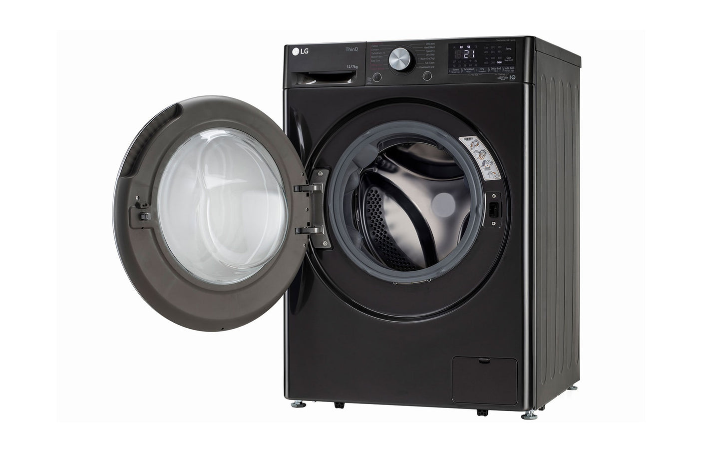 LG 12 Kg (Wash) / 7 Kg (Dry), AI Direct Drive Technology, Steam+ & Wi-Fi Front Load Fully Automatic Washer Dryer (FHD1207STB, Intelligent & Convenient Fabric Care & Turbowash 360, Platinum Black)