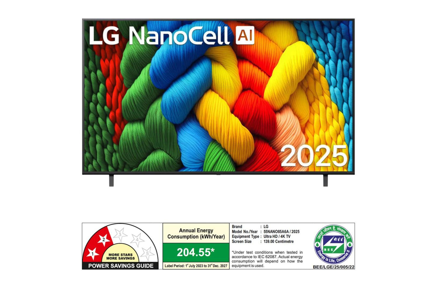 LG 139cm (55) NANO 85A Smart TV with α7 AI Processor 4K Gen8, Filmmaker Mode with Dolby Atmos (55NANO85A6A) 2025