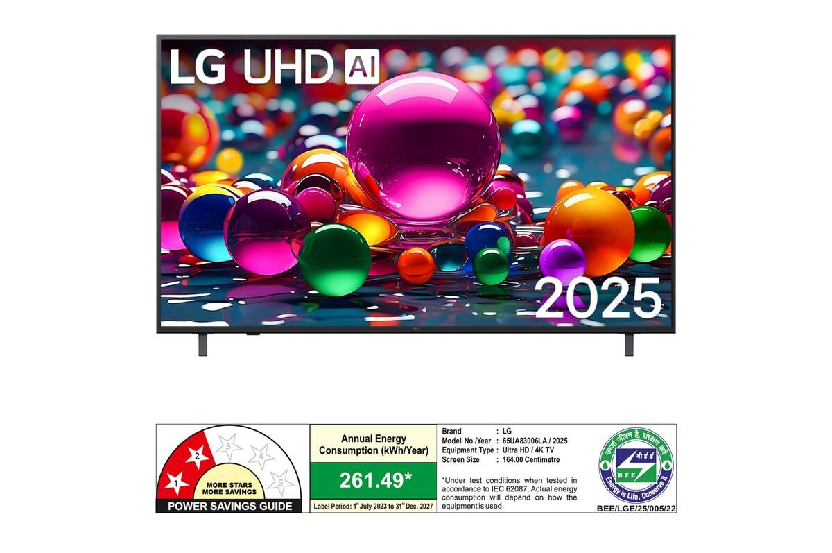 LG 164 cm (65) 4K UHD AI TV , α7 AI Processor Gen8, FILMMAKER MODE™, with Dolby Atmos (65UA83006LA) 2025