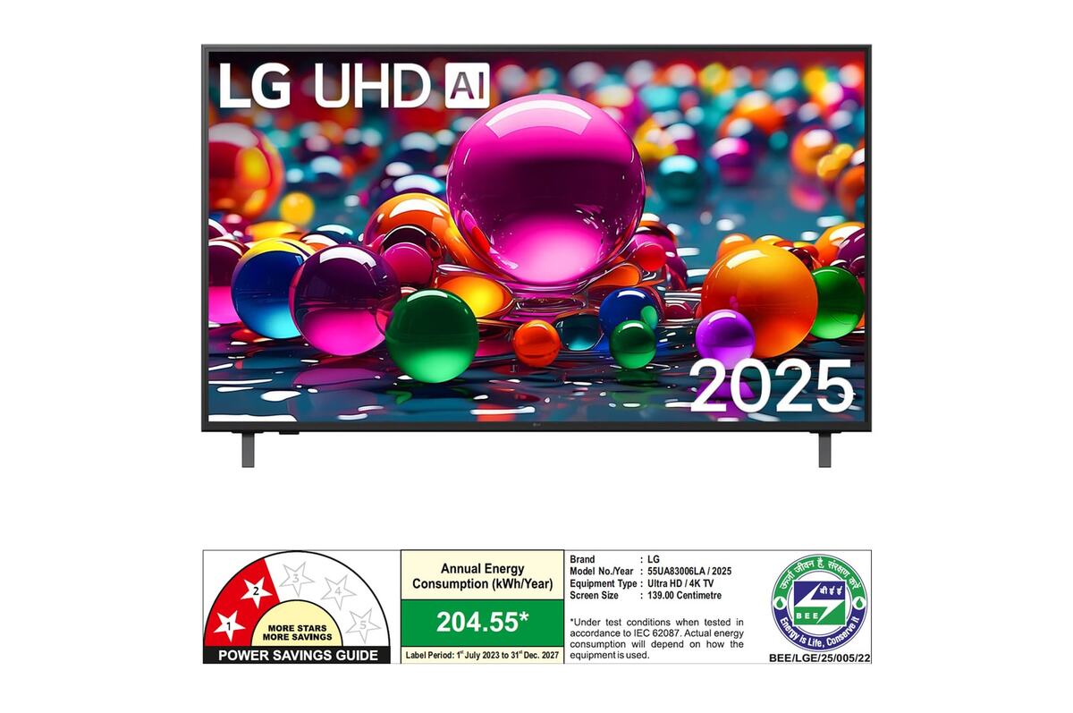 LG 139 cm (55) 4K UHD AI TV , α7 AI Processor Gen8, FILMMAKER MODE™, with Dolby Atmos,55UA83006LA, 2025
