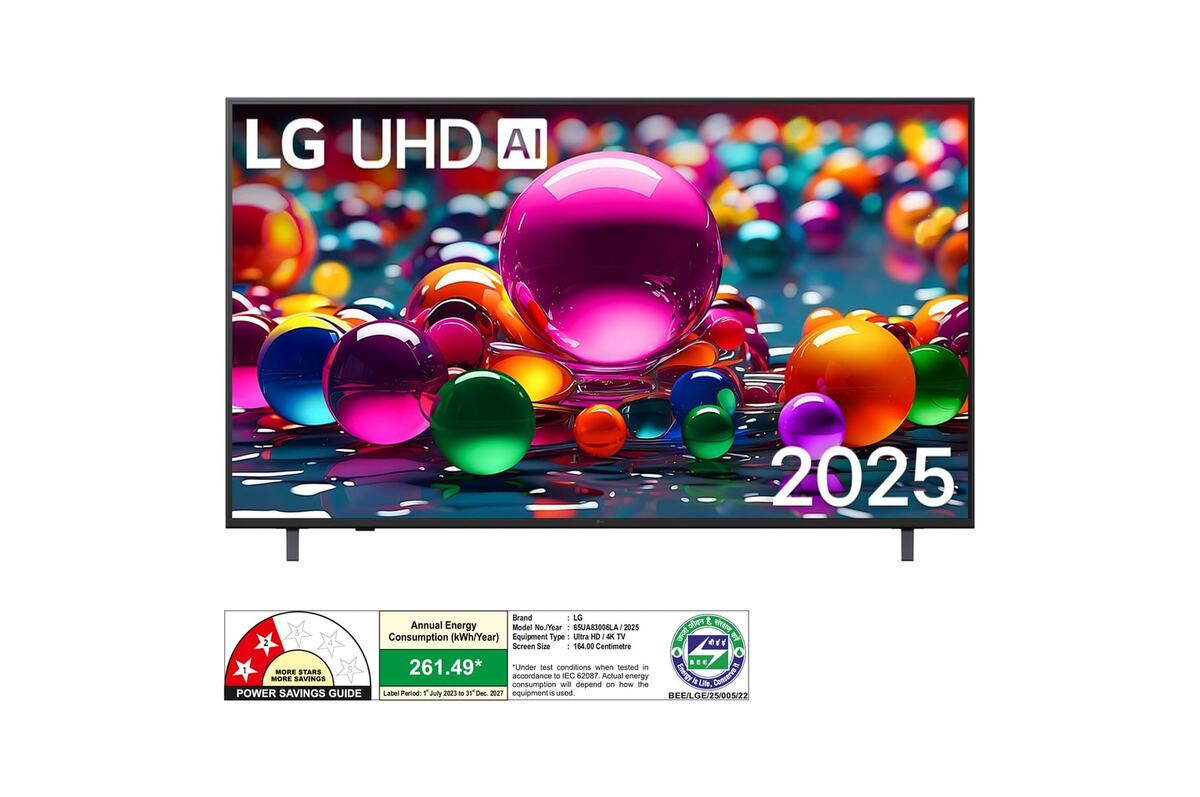 LG 164 cm (65) 4K UHD AI TV , α7 AI Processor Gen8, FILMMAKER MODE™, with Dolby Atmos (65UA83006LA) 2025