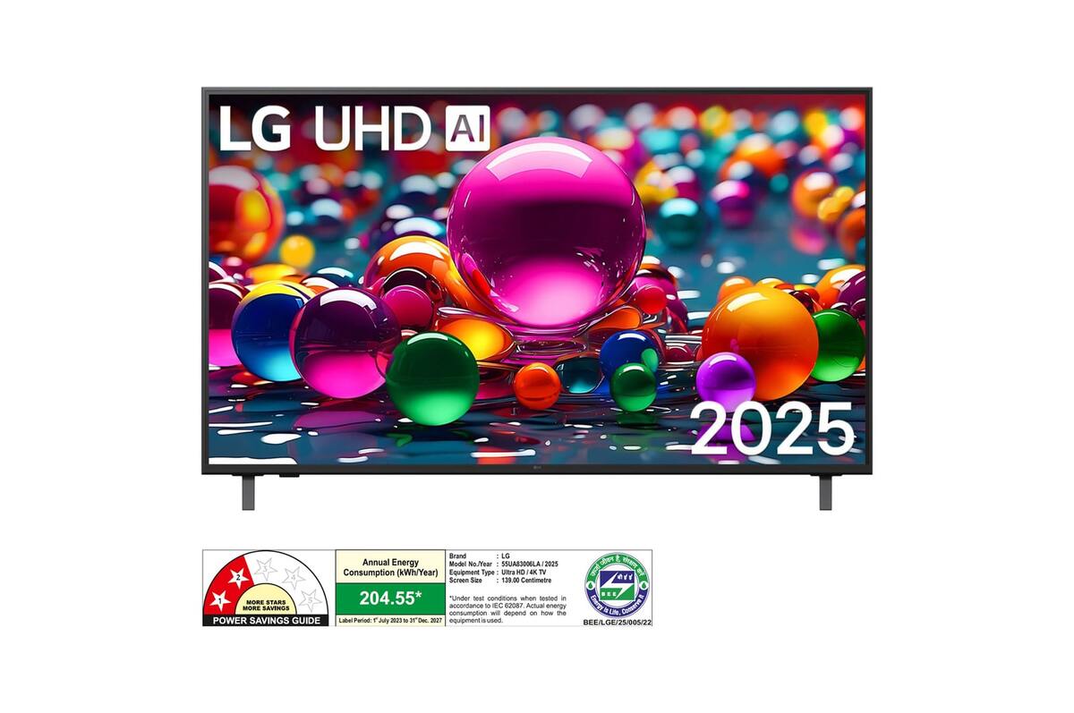 LG 139 cm (55) 4K UHD AI TV , α7 AI Processor Gen8, FILMMAKER MODE™, with Dolby Atmos,55UA83006LA, 2025