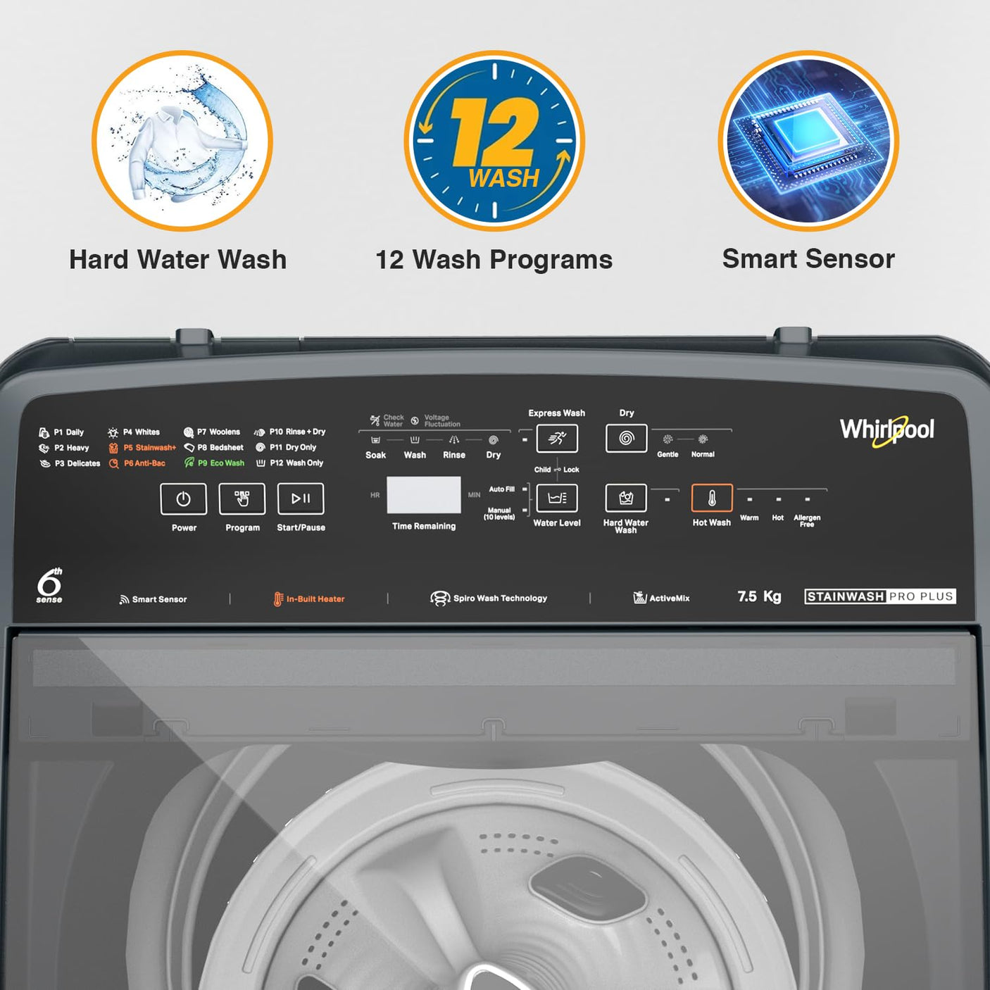 Whirlpool 8.5 Kg 5 Star StainWash Fully-Automatic Top Loading Washing Machine-Built In Heater (31639)