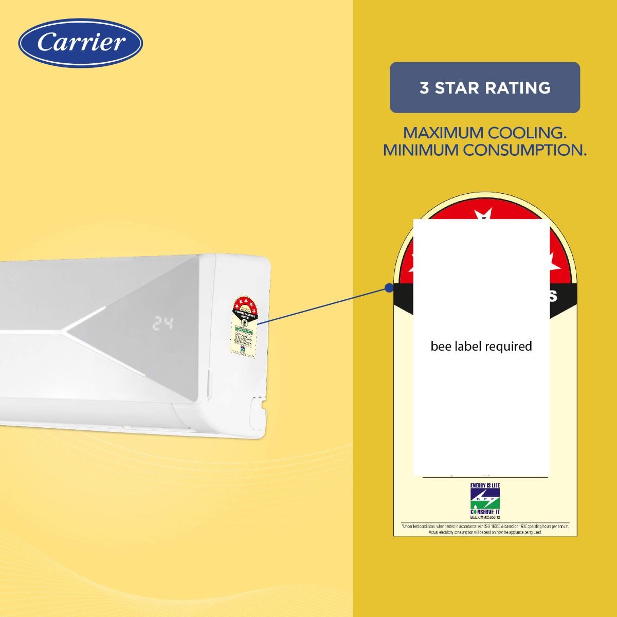 Carrier XCEL LUMO Exi 1.5 Ton (3 Star Inverter) Split AC with 6-in-1 FlexiCool, HD Filter, PM 2.5 Micron Filter (CAI18CL3R34F0)
