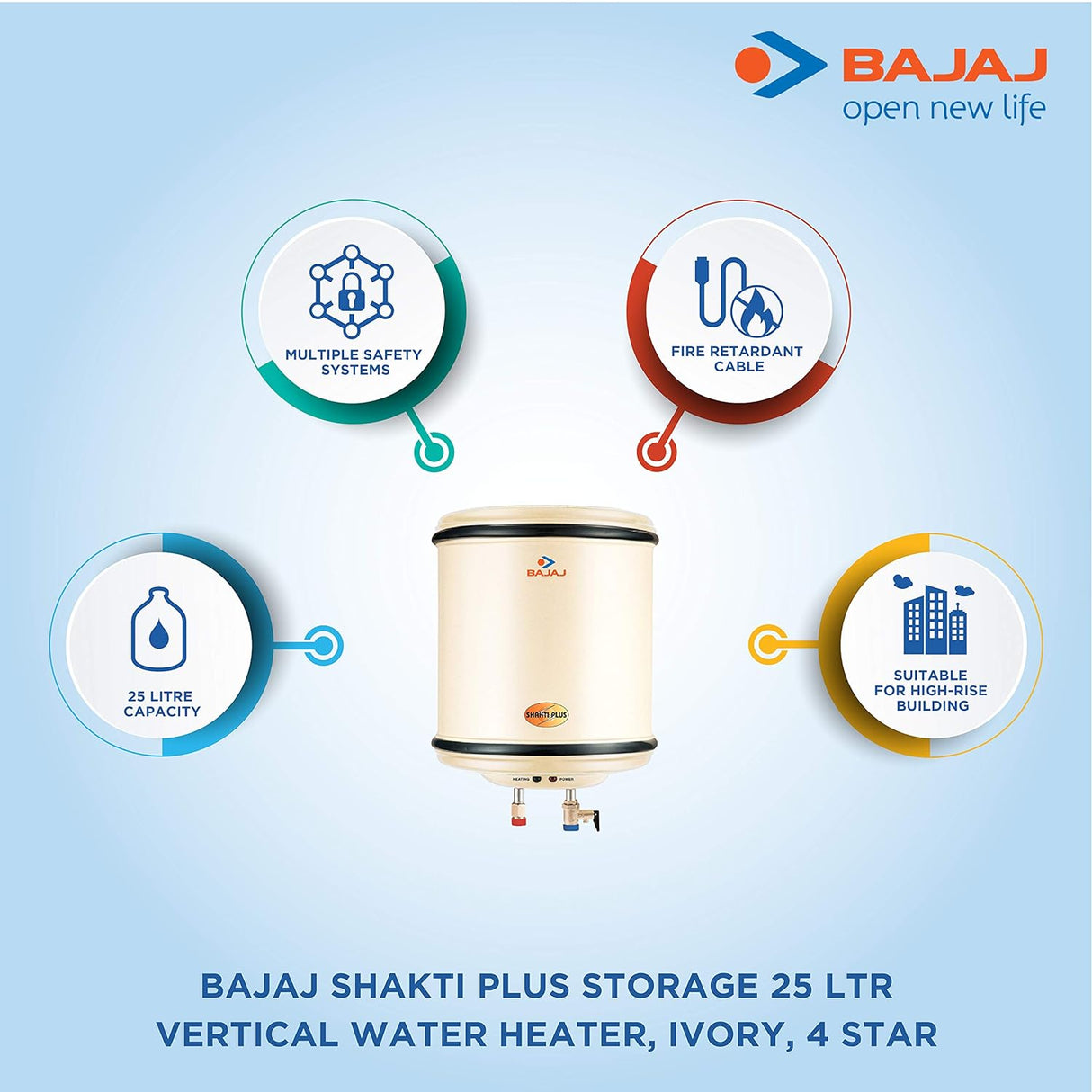 Efficient choice: Bajaj Shakti Plus 25L Ivory Water Heater - Reliable heating.