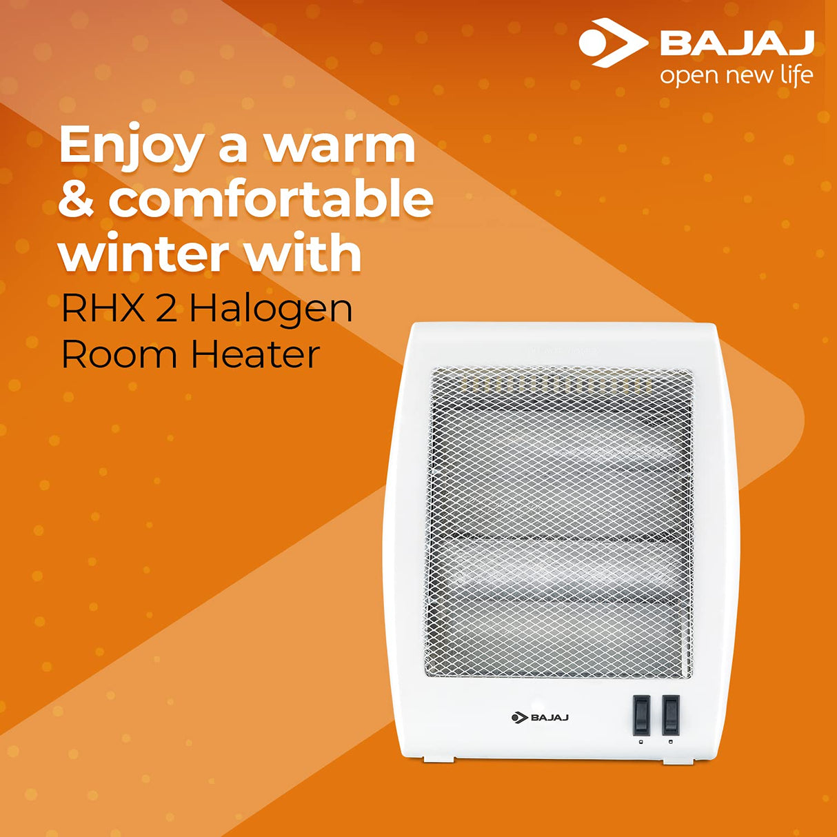 Bajaj RHX-2: White 800W Room Heater - Quick and efficient heating.