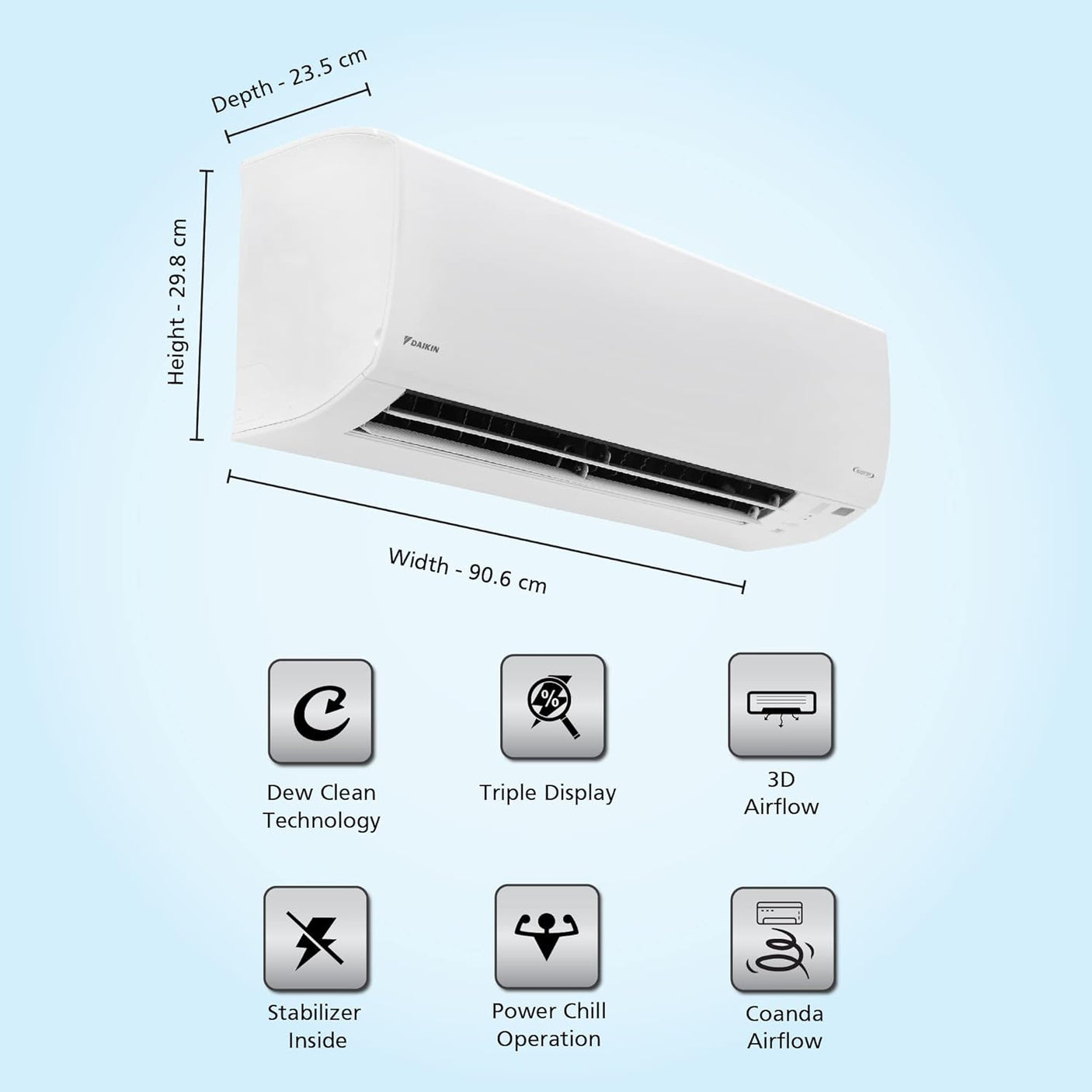 Best HVAC: Daikin 1.8T 4 Star Inverter AC - Copper, Anti-Bacterial, 2022, White.