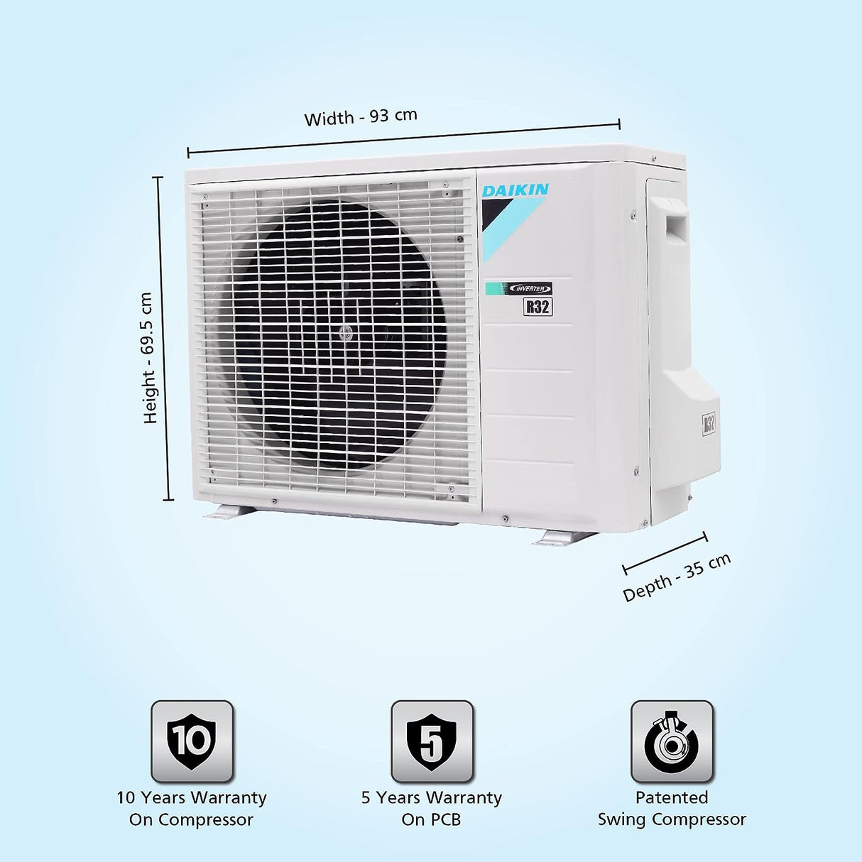 Top Air Conditioner: Daikin 1.8T 5 Star Inverter Split AC - Copper, 2022 Model, White.