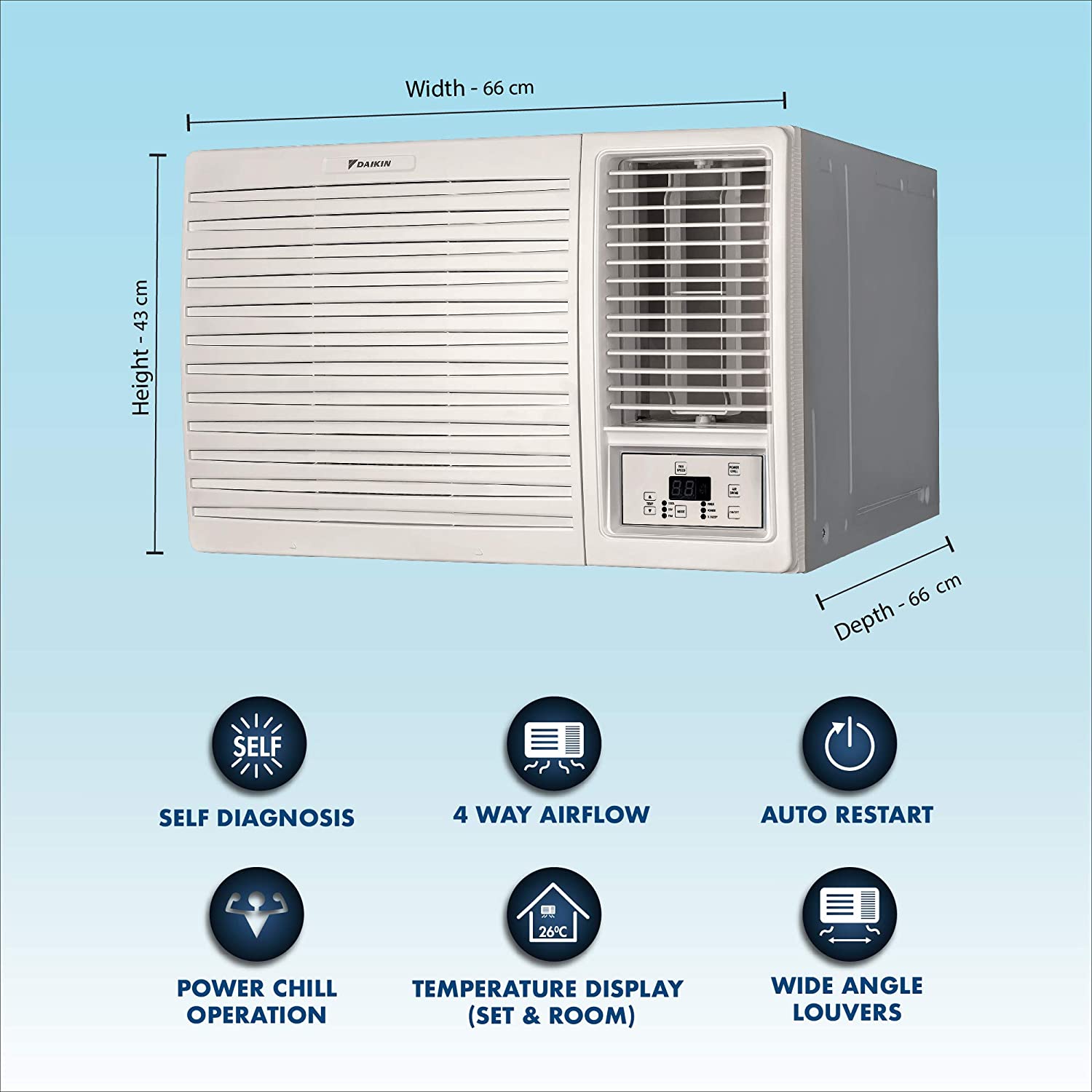 Daikin 1.0 Ton 3 Star Window White Copper Condenser FRWL35UV161B Electronic Paradise