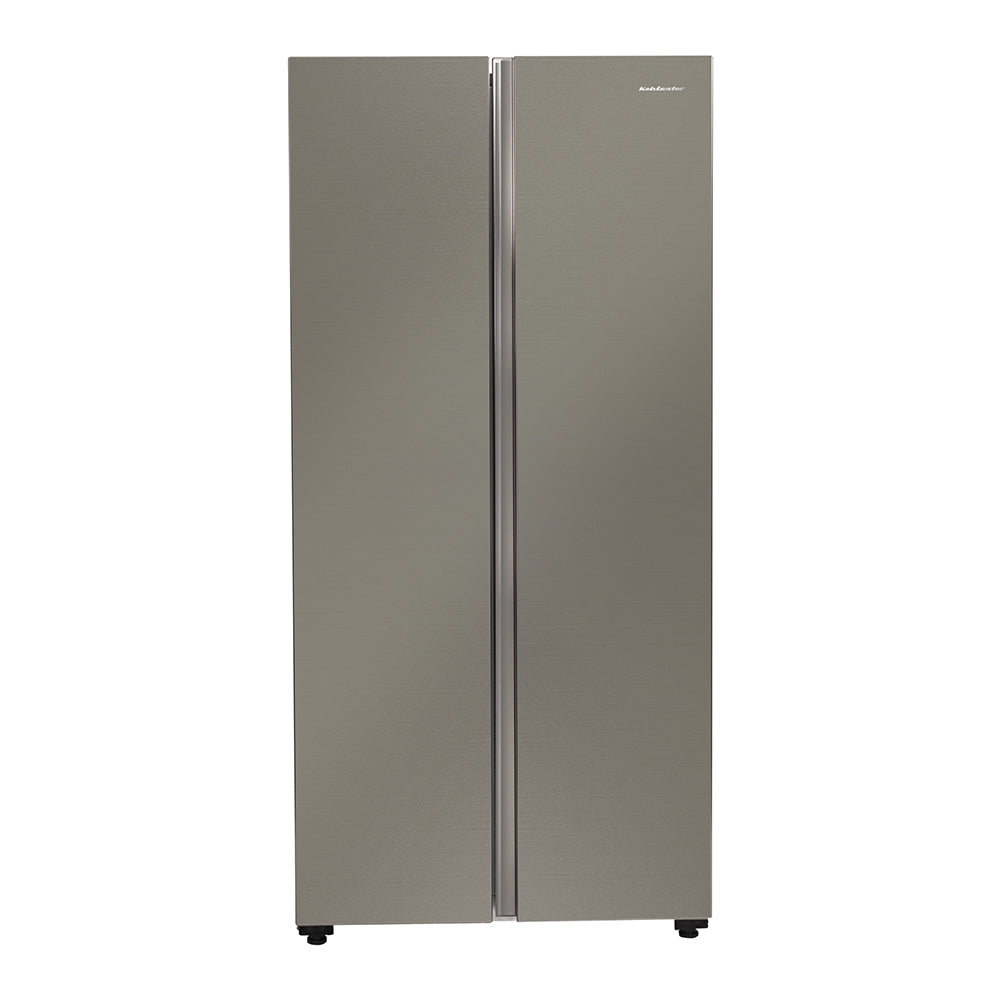 Kelvinator 500L Side-by-Side Fridge: Silver, Stabilizer Free
