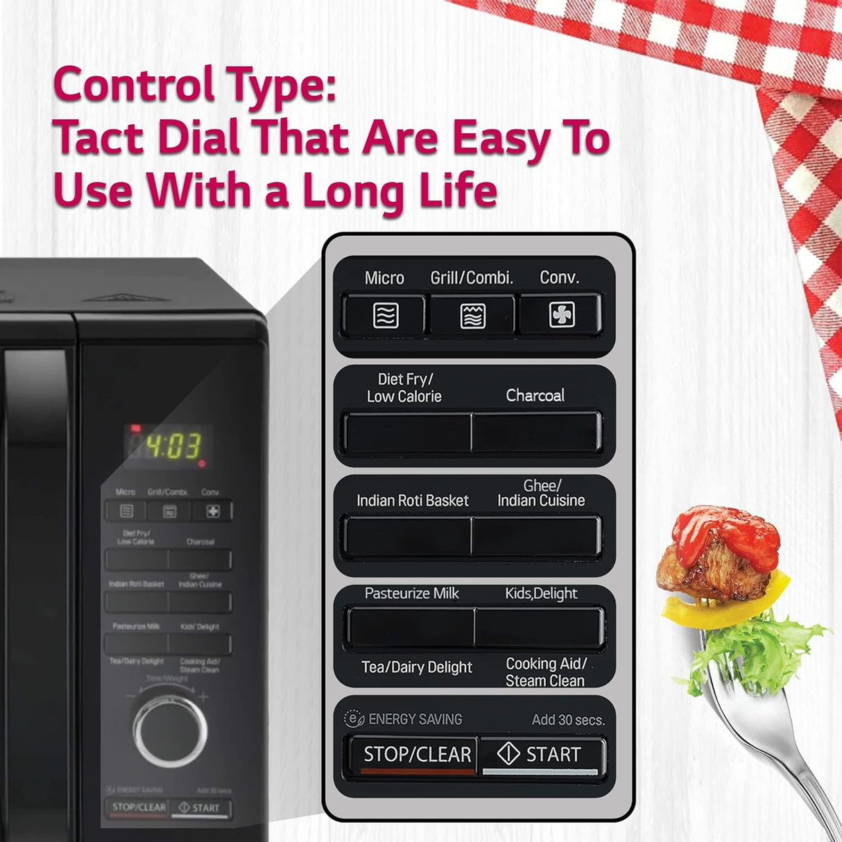 Best Microwave: LG 28L Charcoal Convection Microwave - Diet Fry Technology