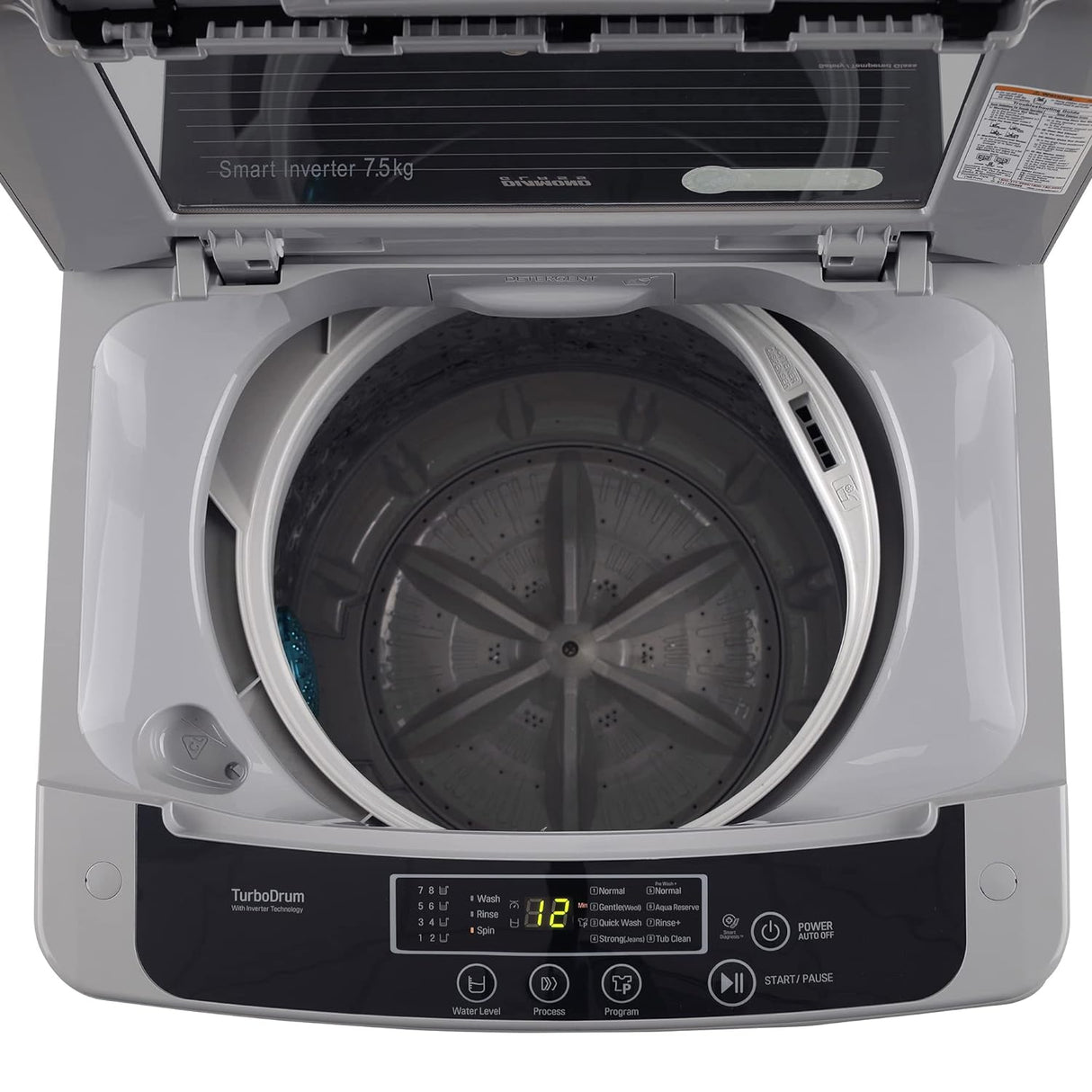 Upgrade Now: LG 7.5kg Modern Silver Top Load Washer.