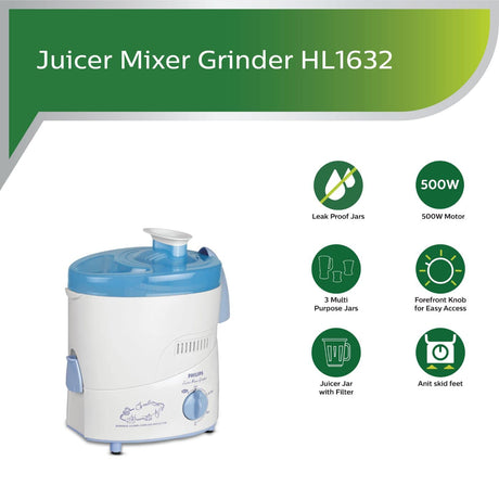 Upgrade with the best: Philips HL1632 500W Mixer Grinder.