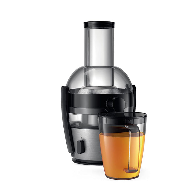 Philips Viva Collection HR1863/20 2-Litre Juicer: Sleek Black/Silver design.