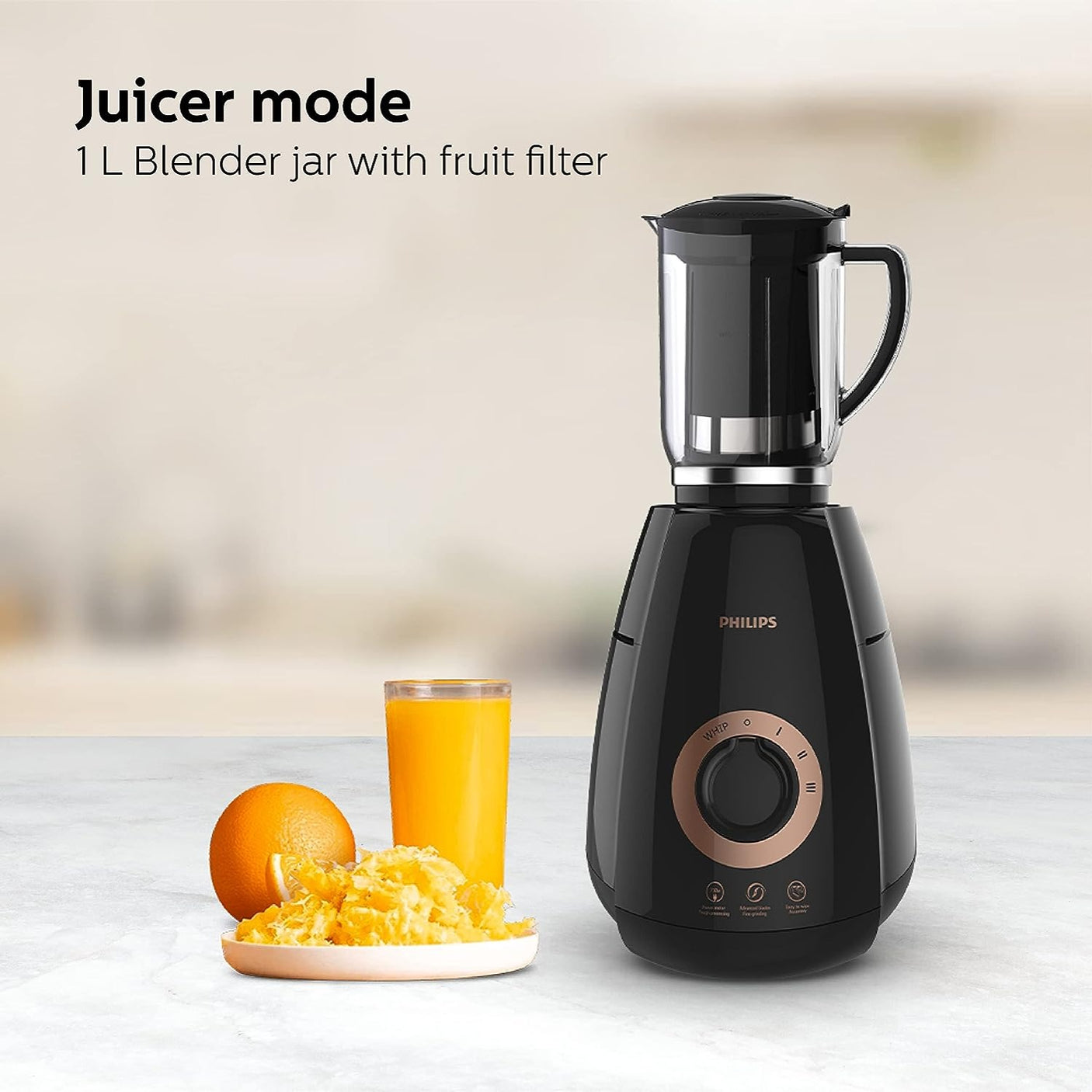 Efficient innovation: Philips 3-in-1 Mixer Grinder - Mixer, Juicer, Food Processor, 750W.